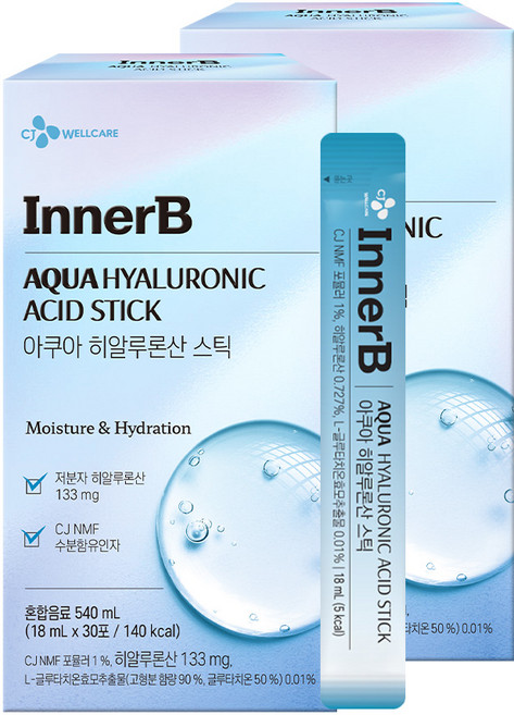 CJ 이너비 아쿠아 히알루론산 스틱, 60개, 18ml