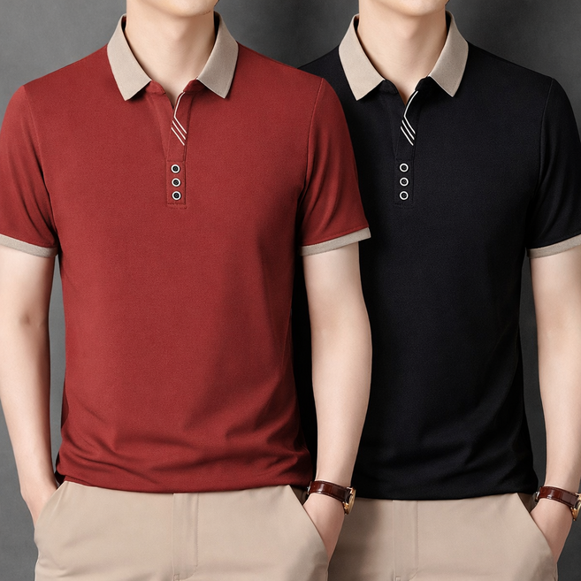 AMBEX 1+1 중년 남성 반팔 폴로 카라 티셔츠 반팔티 여름 셔츠 비즈니스 골프 아빠 티