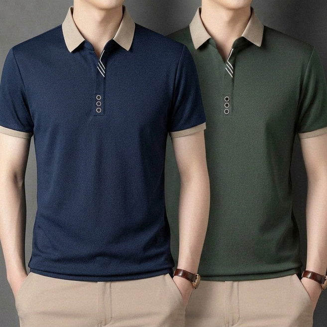 AMBEX 1+1 중년 남성 반팔 폴로 카라 티셔츠 반팔티 여름 셔츠 비즈니스 골프 아빠 티