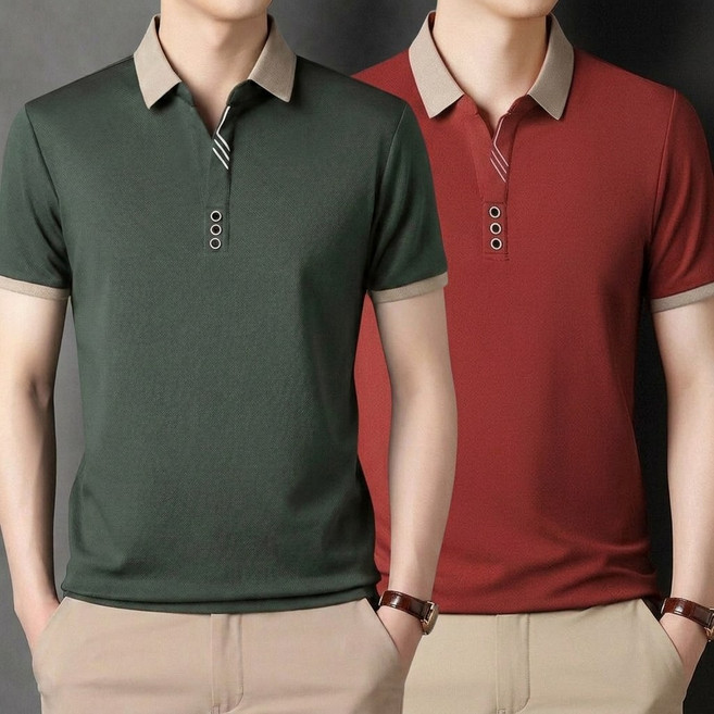 AMBEX 1+1 중년 남성 반팔 폴로 카라 티셔츠 반팔티 여름 셔츠 비즈니스 골프 아빠 티