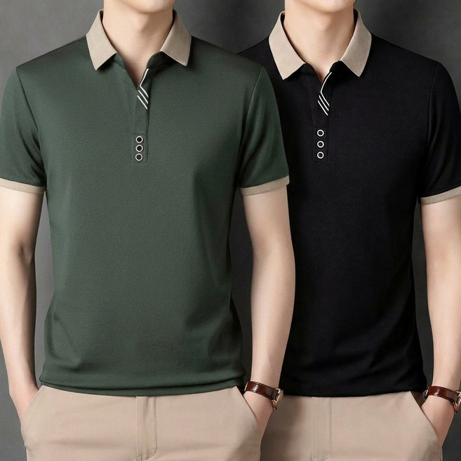 AMBEX 1+1 중년 남성 반팔 폴로 카라 티셔츠 반팔티 여름 셔츠 비즈니스 골프 아빠 티