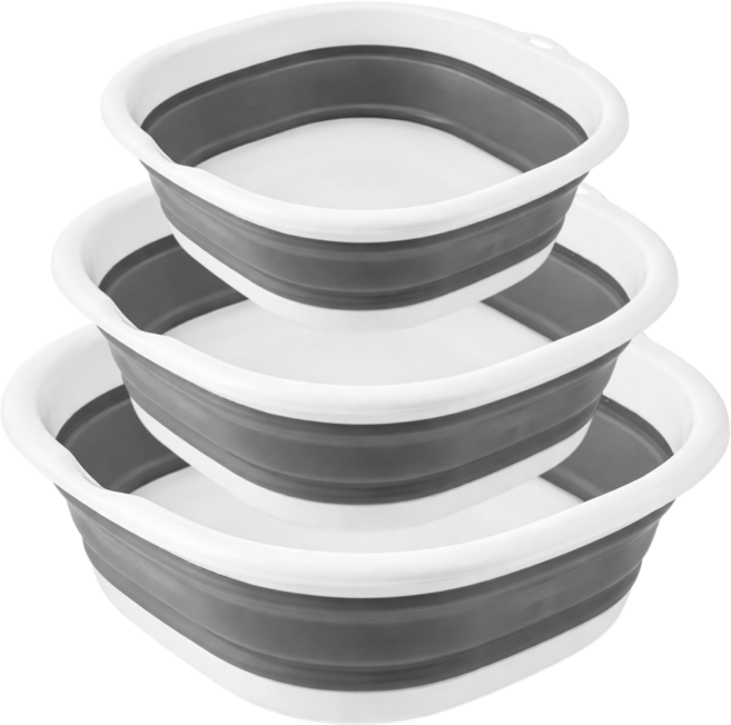 접이식 대야 소형 중형 대형 세트, 1세트, 그레이