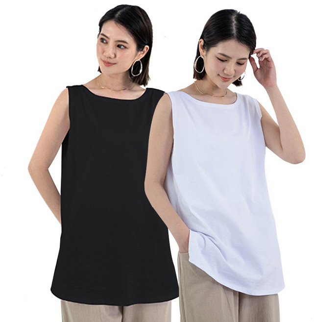 2매 이너스타 여성 레이어드 롱 옆트임 나시 티