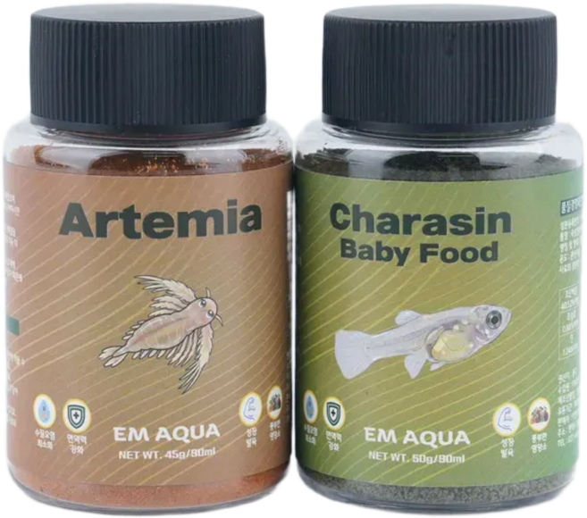 치어먹이 소형 열대어 사료 탈각 알테미아 구피치어밥 카라신 1+1 셋트, 2개, 90ml