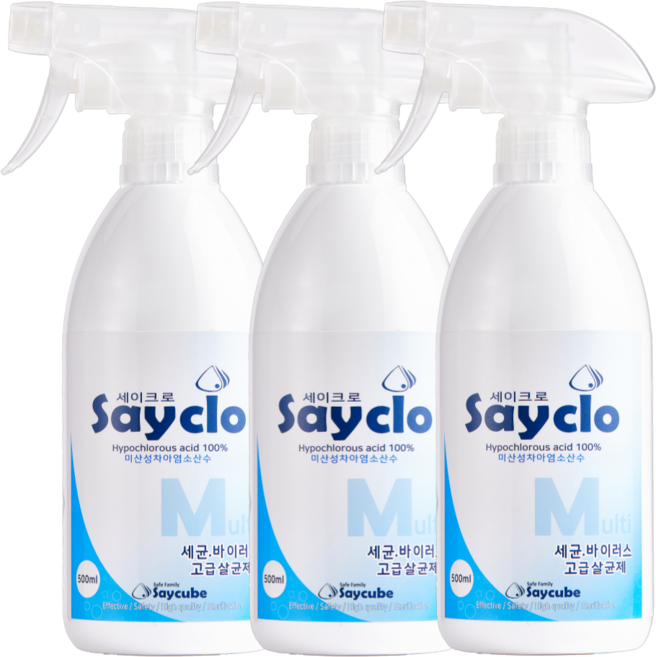 세이크로 바이러스 세균 살균소독제 500ml 뿌리는 스프레이, 3개