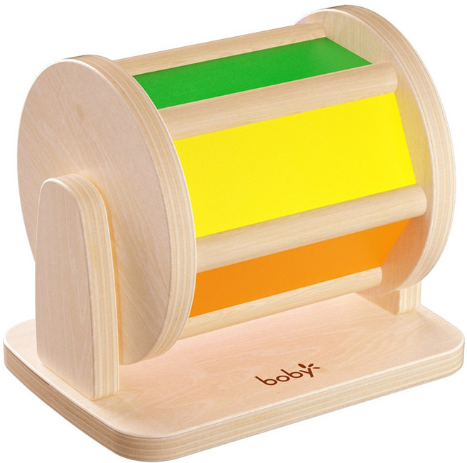 토이맘모스 몬테소리 원목 교구 스피닝 드럼 대근육 소근육 발달 베이비 토들러 가베 감각 거울 터미타임, 1개