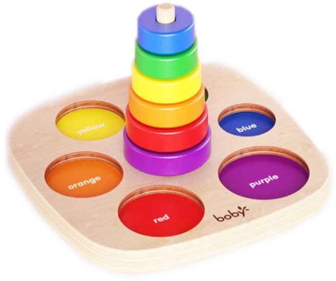 몬테소리 원목 레인보우 페어링 젠가 타워 교구 유아 아동 가베 소근육 토들러 장난감, 1개