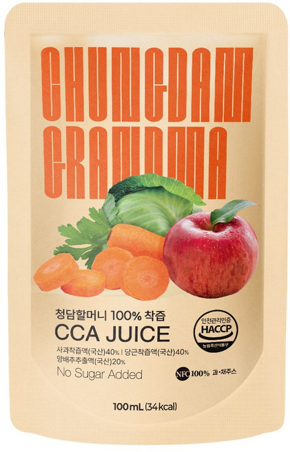 [청담할머니] "100% NFC 착즙 CCA 주스" 1box, 30개, 100ml
