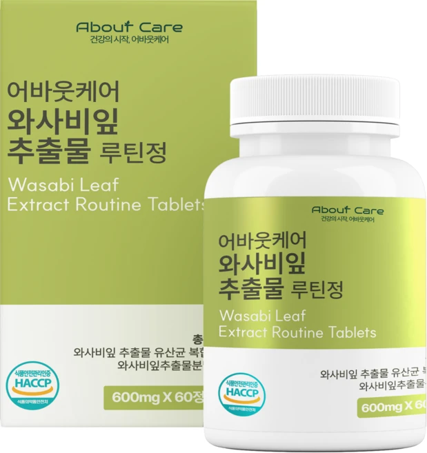 어바웃케어 와사비잎 추출물 루틴정 100% 정품, 6개, 60정 - 쿠팡