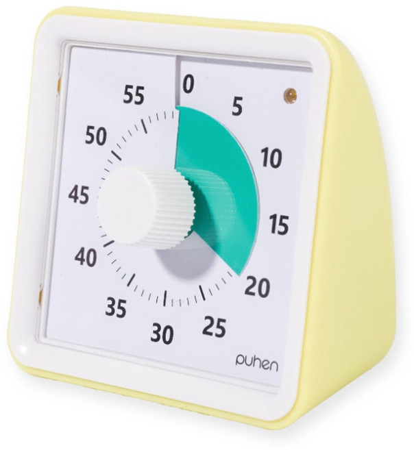 퓨핸 뽀모도로 타이머 무소음 공부 구글 시계, 민트옐로우, 1개