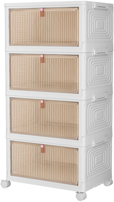 폴딩 대용량 리빙박스 수납장 대용량 수납 정리함 접이식 보관함 다용도 수납함 플라스틱 수납함 사물함 정리함 리빙박 스수납박스 대형가정용 장난감 수납장 옷정리함, 화이트, 4개