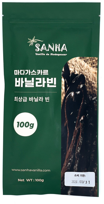 산하 마다가스카르 최상급 버번 바닐라빈, 1개, 100g