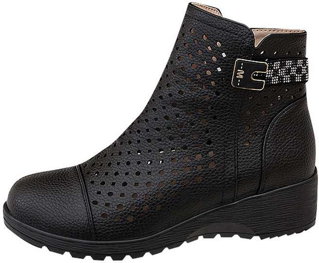 (천연소가죽) 바람솔솔 펀칭 큐빅 퀄리티 패션 앵클부츠