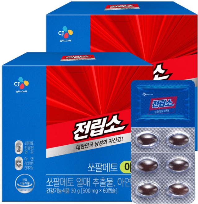 리턴업 전립소 쏘팔메토 아연, 60정, 2개