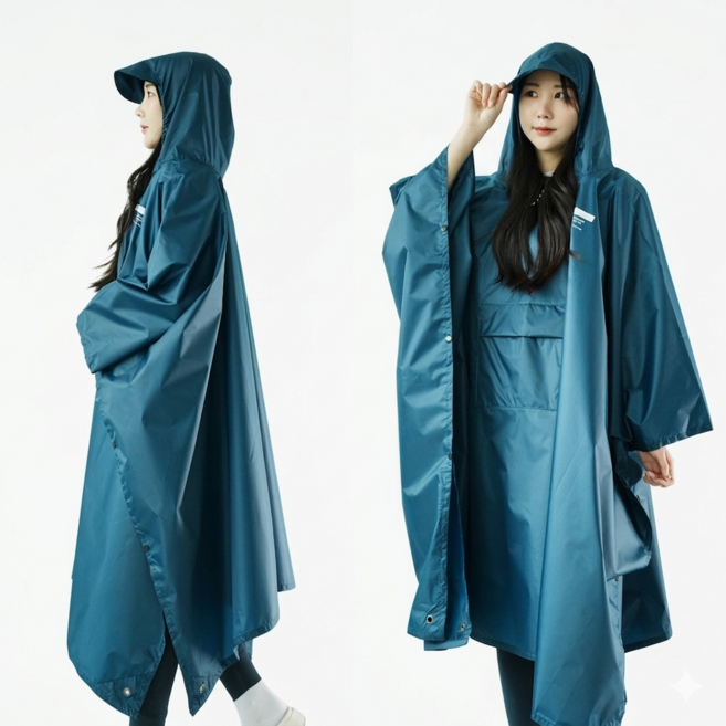 파우치랩 초경량 판초우의 등산 골프 우비 비옷, 네이비, 1개