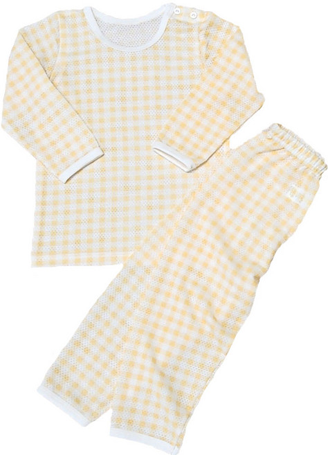 배꼽손 유아동 봄가을 항균 9부 밤부메쉬 감성체크 상하 내의 세트