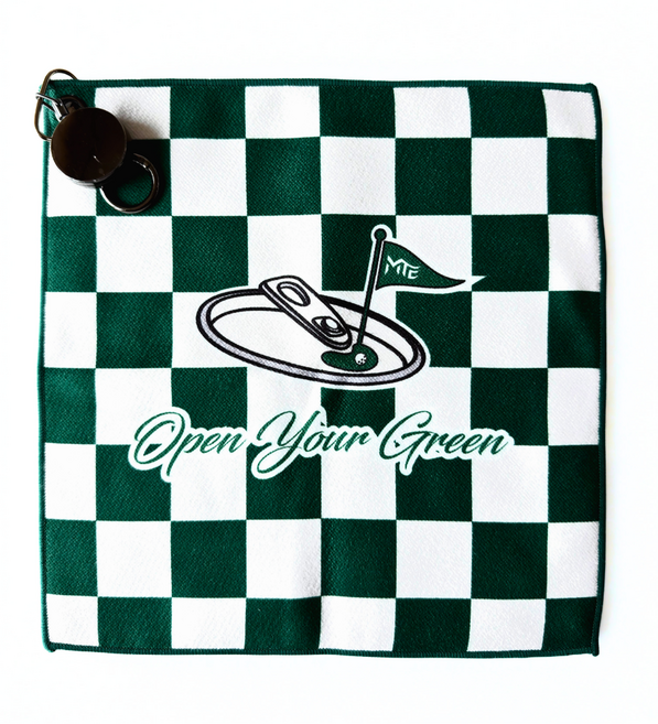 mtegolf 체커보드 골프 볼 타올 타월 수건 릴타올 필드용 골프용품 릴고리 세트, 1개, 그린