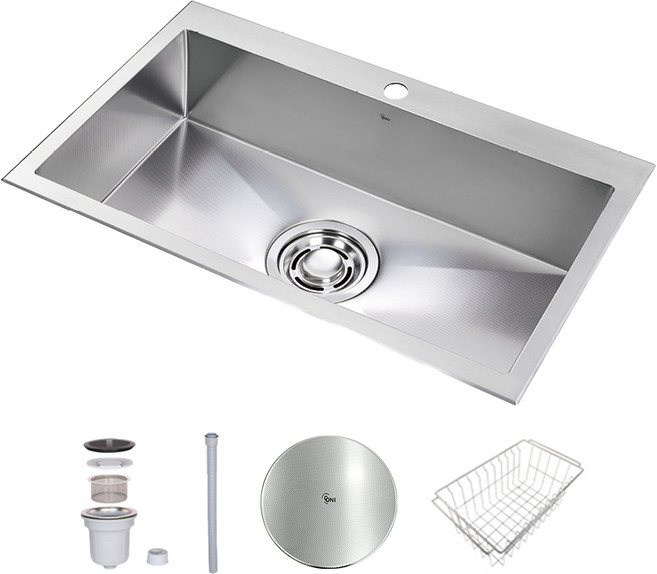 백조씽크 고니 사각씽크볼 ECNRW9530 리폼 엠보 주방싱크볼 싱크대교체, 1.ECNRW9530A싱크볼+점보먹 배수구+배수구덮개, 1개