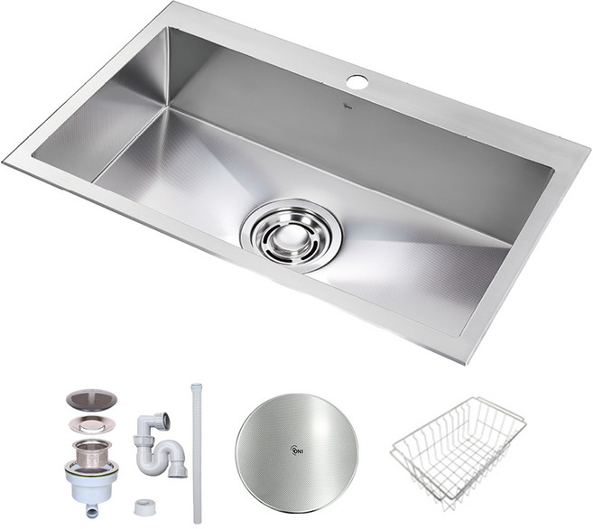 백조씽크 고니 사각씽크볼 ECNRW9530 리폼 엠보 주방싱크볼 싱크대교체, 2.ECNRW9530A싱크볼+스텐 배수구+배수구덮개, 1개