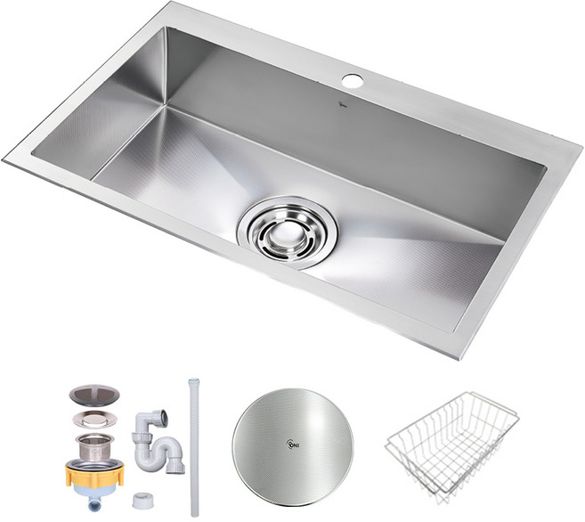 백조씽크 고니 사각씽크볼 ECNRW9030 리폼 엠보 주방싱크볼 싱크대교체, 3.ECNRW9030A싱크볼+올스텐 배수구+배수구덮개, 1개