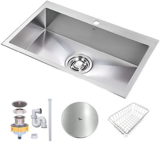 백조씽크 고니 사각씽크볼 ECNRW8830 리폼 엠보 주방싱크볼 싱크대교체, 3.ECNRW8830A싱크볼+올스텐 배수구+배수구덮개, 1개