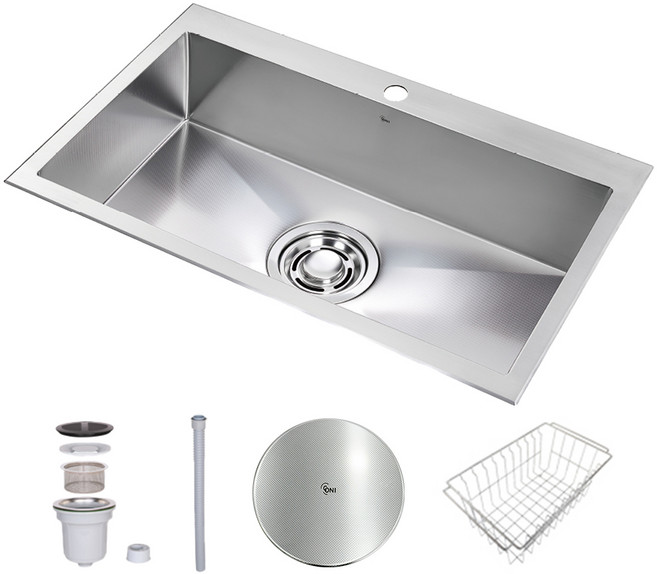 백조씽크 고니 사각씽크볼 ECNRW8830 리폼 엠보 주방싱크볼 싱크대교체, 1.ECNRW8830A싱크볼+점보먹 배수구+배수구덮개, 1개