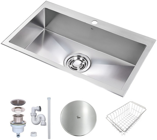 백조씽크 고니 사각씽크볼 ECNRW8830 리폼 엠보 주방싱크볼 싱크대교체, 2.ECNRW8830A싱크볼+스텐 배수구+배수구덮개, 1개