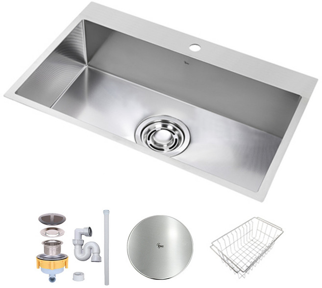 백조씽크 고니 사각씽크볼 ECNRW9830 리폼 엠보 주방싱크볼 싱크대교체, 1세트