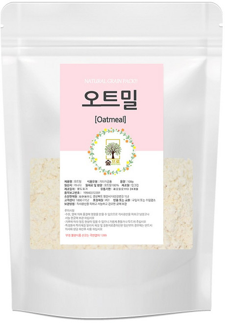 천연팩 오트밀 가루 100g 숲으로허브 곡물팩 오트밀팩, 4개, 1개입