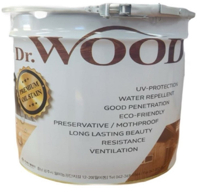 친환경인증 닥터우드 오일스테인 10리터 오일스텐 데크 방부목 방수 방청, 1개, 10L, 화이트