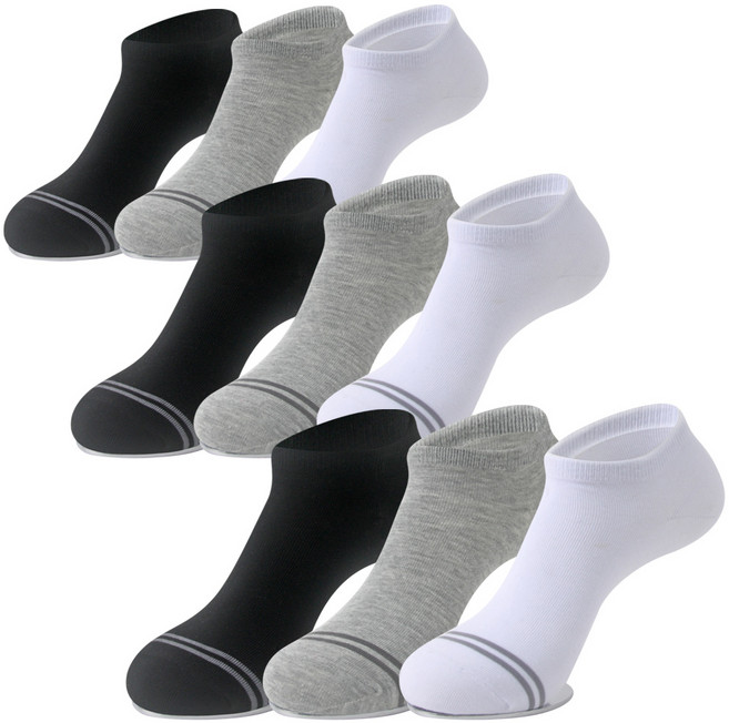 발렌티노크리스티 땀흡수 양말속면 100% 순면 + 드라이텍스 바닥링글 스니커즈 발목 양말 9켤레