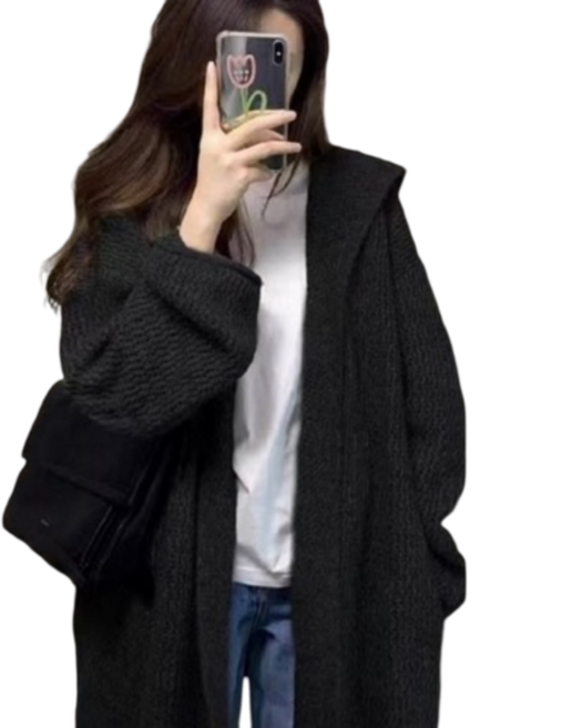 비아이와이 여성 가을 겨울 고급감 후드 하프 니트 가디건 HQ17