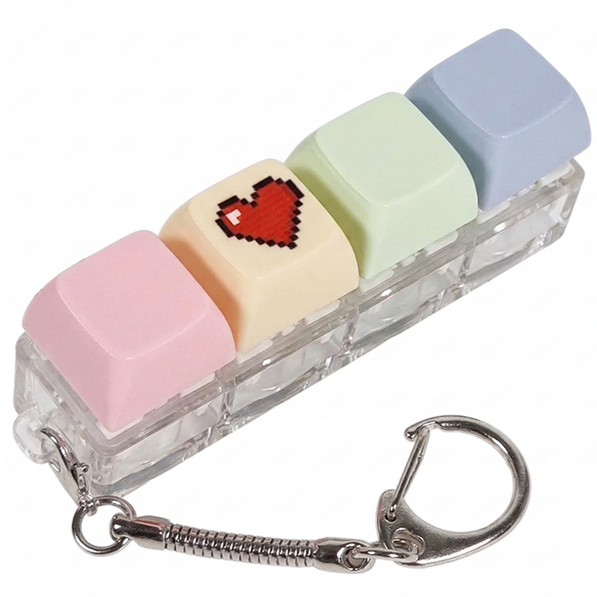 파스텔톤 일러스트 키캡키링 딸깍이 4구 청축 기계식, 1개, 하트