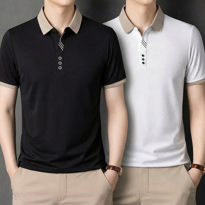 AMBEX 1+1 중년 남성 반팔 폴로 카라 티셔츠 반팔티 여름 셔츠 비즈니스 골프 아빠 티