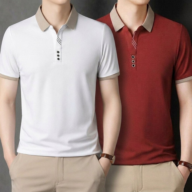 AMBEX 1+1 중년 남성 반팔 폴로 카라 티셔츠 반팔티 여름 셔츠 비즈니스 골프 아빠 티
