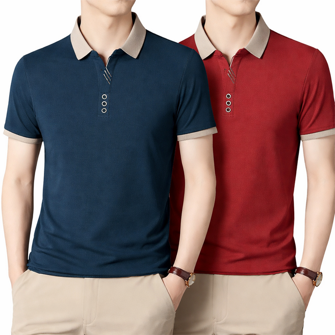 AMBEX 1+1 중년 남성 반팔 폴로 카라 티셔츠 반팔티 여름 셔츠 비즈니스 골프 아빠 티