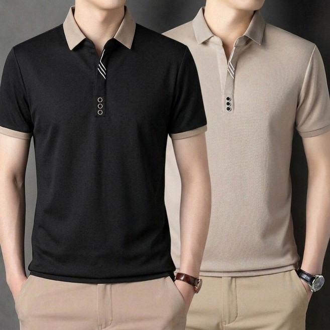 AMBEX 1+1 중년 남성 반팔 폴로 카라 티셔츠 반팔티 여름 셔츠 비즈니스 골프 아빠 티