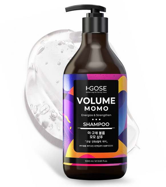 이고세 비오틴 뿌리볼륨 모발강화 설페이트 프리 집중케어 볼륨 모모 샴푸 플로럴 머스크우디, 4개, 1L