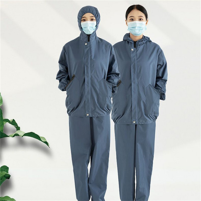 Vezri 남녀공용 강력 방수 방진복 투피스 세트 후드 디자인 내구성 뛰어난 작업복