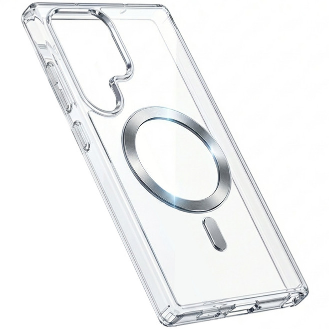 [삼성 갤럭시] 마그네틱 맥세이프 투명 하이브리드 케이스 - 4각 충격방지 + 스트랩 홀