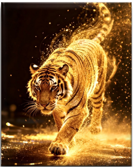 서은이네 보석십자수 캔버스형 DIY 구슬 비즈 십자수 액자형 40x50cm, 1세트, ZZC03 황금 호랑이