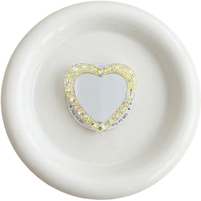 리브앤다 글리터하트 맥세이프 거울 그립톡, 옐로우, 1개