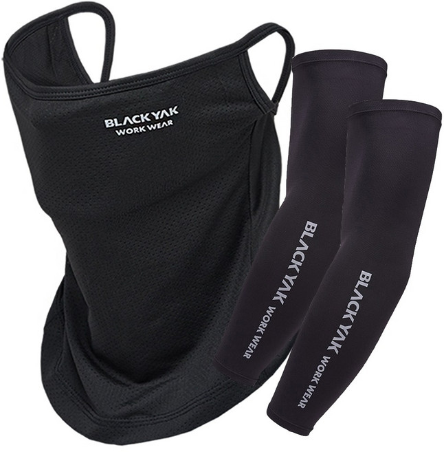 블랙야크 자외선차단 마스크+뉴쿨토시+파우치세트, 1세트, 마스크_블랙/뉴쿨토시_블랙+파우치1개