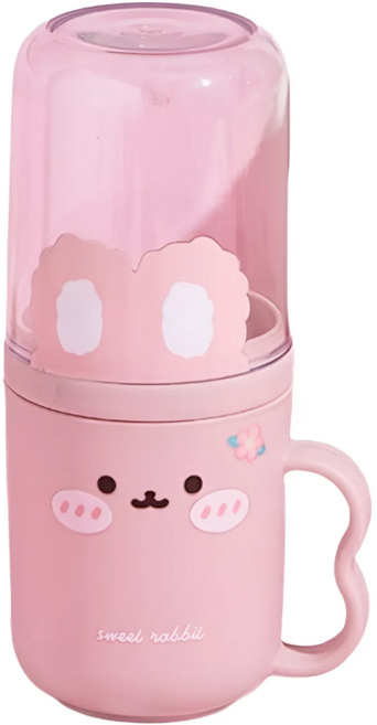 KC인증 어린이 투명 양치컵 칫솔케이스 어린이집 유치원 방수파우치포함, 핑크, 1개