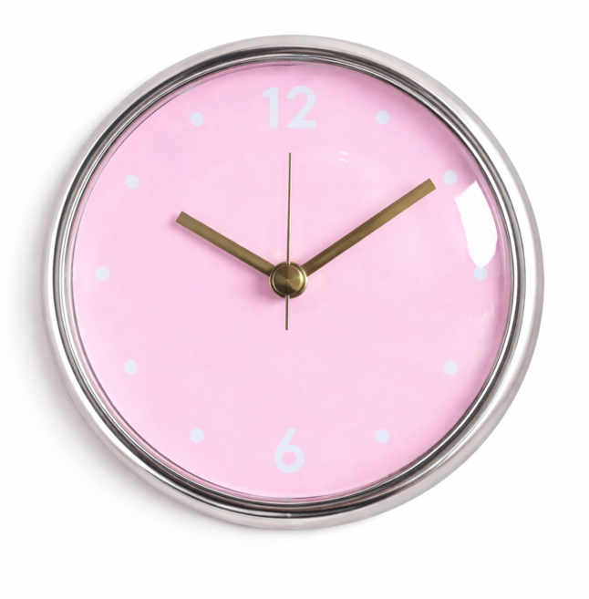 온일상 흡착식 욕실 방수시계, 흰색 배경에 핑크 시계, 1개