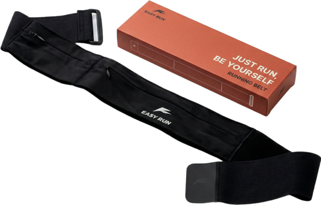 EASYRUN 이지런 러닝벨트 런닝가방 허리밴드 힙색 마라톤 용품 플립벨트 슬림핏, 1개, 블랙(Black)