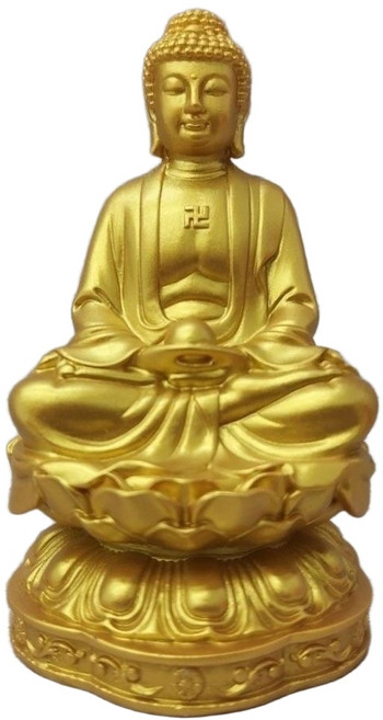 부처님 불상 석가모니 좌불상 연화대 불교 용품 석가모니불 장식, 1개, 황금색