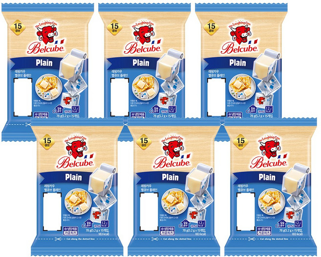 래핑카우 벨큐브 플레인 15큐브, 78g, 6개