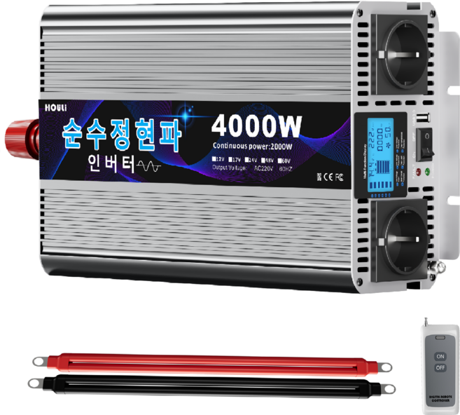 HOULI 순수정현파 220V 인버터 3000W~7000W 정격 1500W~3500W 12V 24V 차량 캠핑용, 1개, 4000W-24V