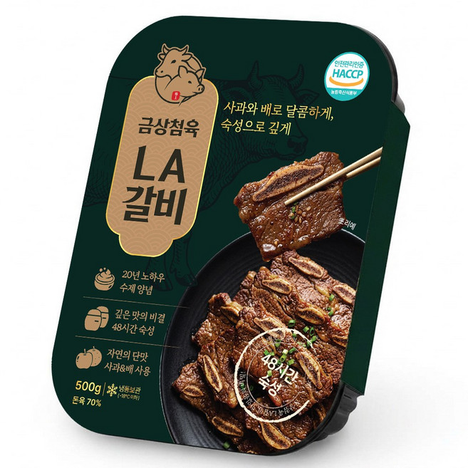 양념LA갈비 500g 과일숙성 손질 지방제거 구이용 금상첨육 명절선물 집들이 손님맞이 [원산지:미국], 1개